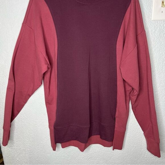 NWOT! Athleta Color Block Pink/Plumb Sweatshirt Loose Fit Women’s Size Small - Picture 5 of 12